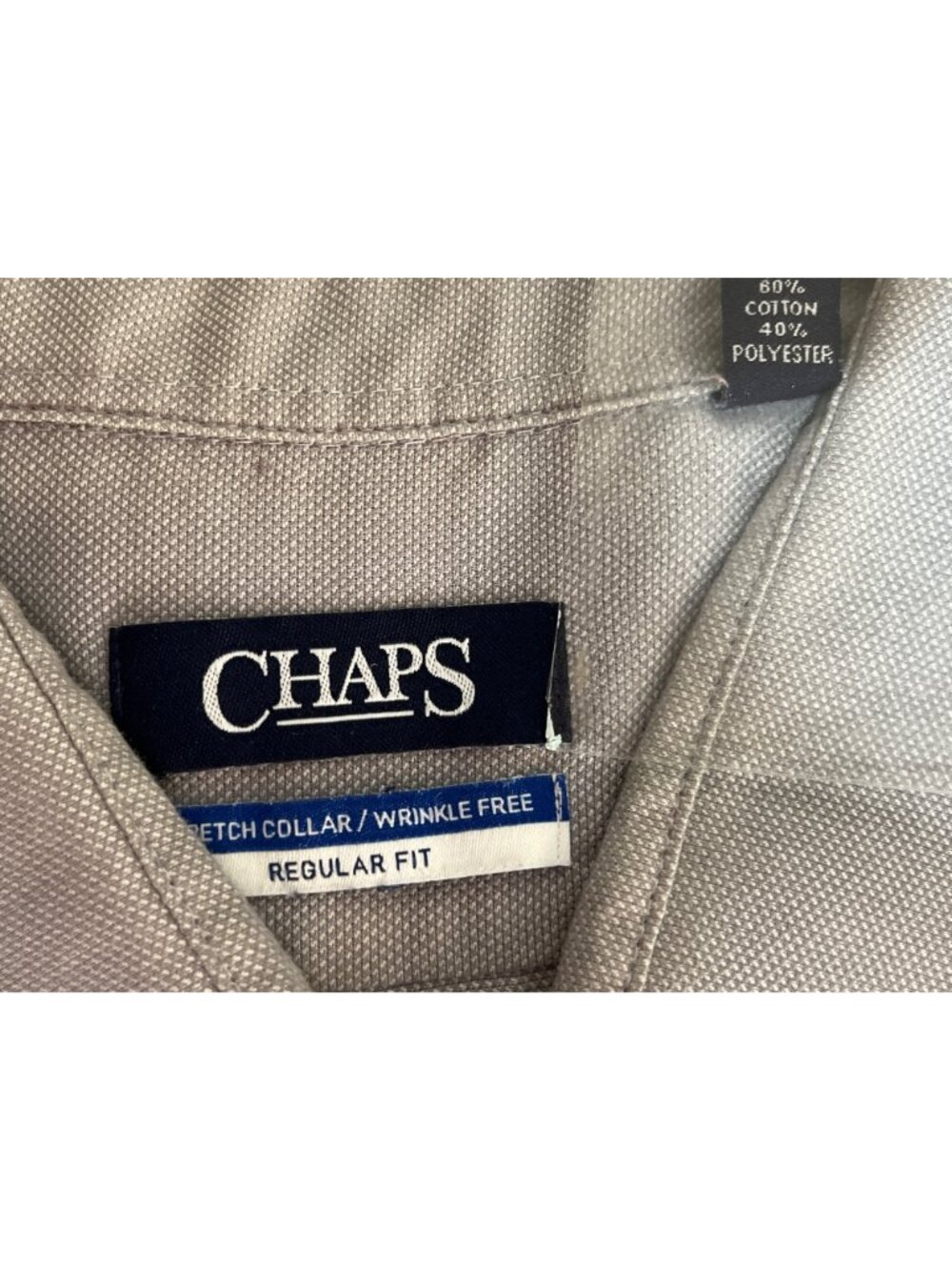 Chaps 16 1/2  34/35 Grey Cotton Blend Long Sleeve Dress Shirt  25c - Picture 9 of 9